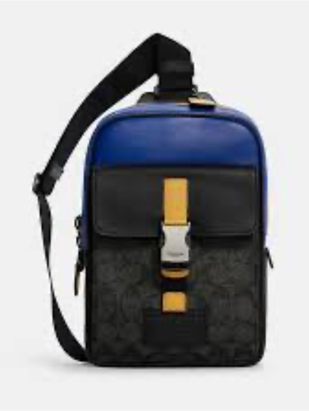 Coach track pack Blue and Black Crossbody Sling Bag with Yellow Accent